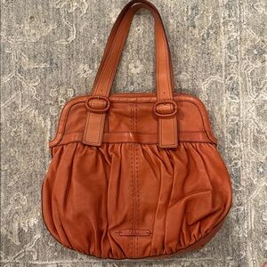Chic and unique Vintage Orange Italian Leather Handbag